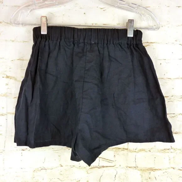 Sundays by We are Sundays Shorts Women S Blue High Rise Linen Utility Pocket NWT